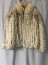 Vintage SAGA FOX Silver Beige Genuine Fur Jacket Women  s L Cream Luxury Coat