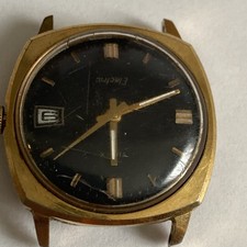 VINTAGE TIMEX ELECTRIC WATCH - BLACK FACE - THICK CASE - NOT WORKING - BBA18