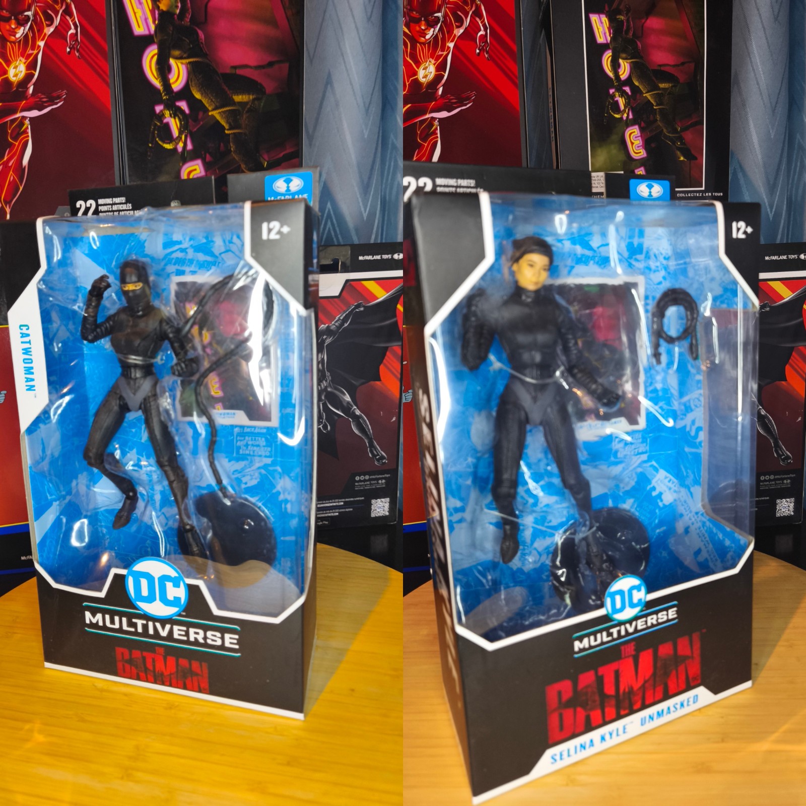 Figurines Catwoman Selina Kyle avec têtes masquée et démasquée de 18 cm