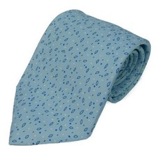 HERMES  Tie Leaf Pattern Light Blue 100 Silk