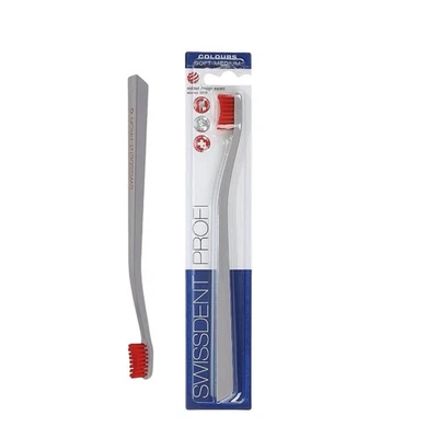 SWISSDENT Profi Colours Soft-Medium Zahnbürste Grau & Rot Selten Zahnbürste