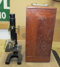 Antique Bausch & Lomb Microscope In Wood Case