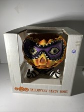 Giant Masked Jack-o-lantern Pumpkin Halloween Candy Bowl, In Box!