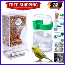 No Mess Bird Feeders Automatic Parrot Feeder Drinker Acrylic Seed Food Contai...