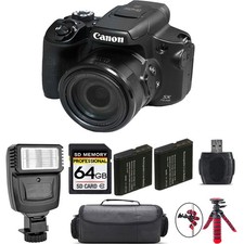 Canon PowerShot SX70 HS Digital Camera  Extra Bat  Flash - 64GB Kit