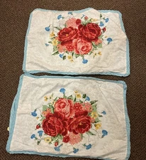The Pioneer Woman Sweet Rose Std Shams Cottage Crochet Edge Floral Pillow Cases