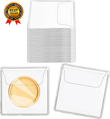 200Pcs Single Pocket Coin Flips Coin Sleeves Holders Clear PVC Coin Protectors