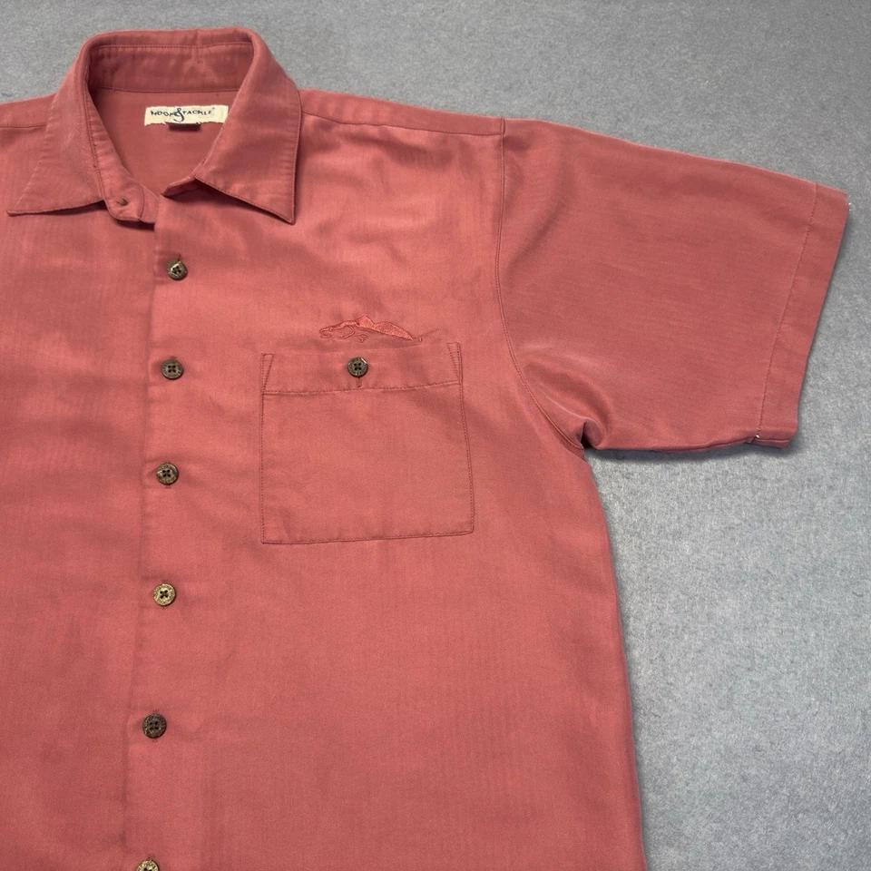 Hook and Tackle Shirt Adult Medium Salmon Embroidered Fishing Camping Casual Men - Image 3 of 4