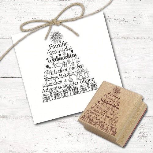 Motivstempel Tannenbaum Weihnachten WöRter Familie Stempel 58X68Mm-image