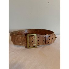 Vintage Fowlers EZ On Brown Leather Police Duty Belt Brass Double Buckle 32-38