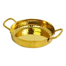 SS Gold Plated Hammered Serving Balti Dish/ Pan/Bowl Meat, Rice, Curry, Chips