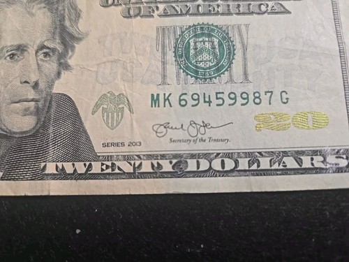 2013 $20 Twenty Dollar Bill Circulated ERROR Marks Of Ink Transfer Note - Picture 2 of 4