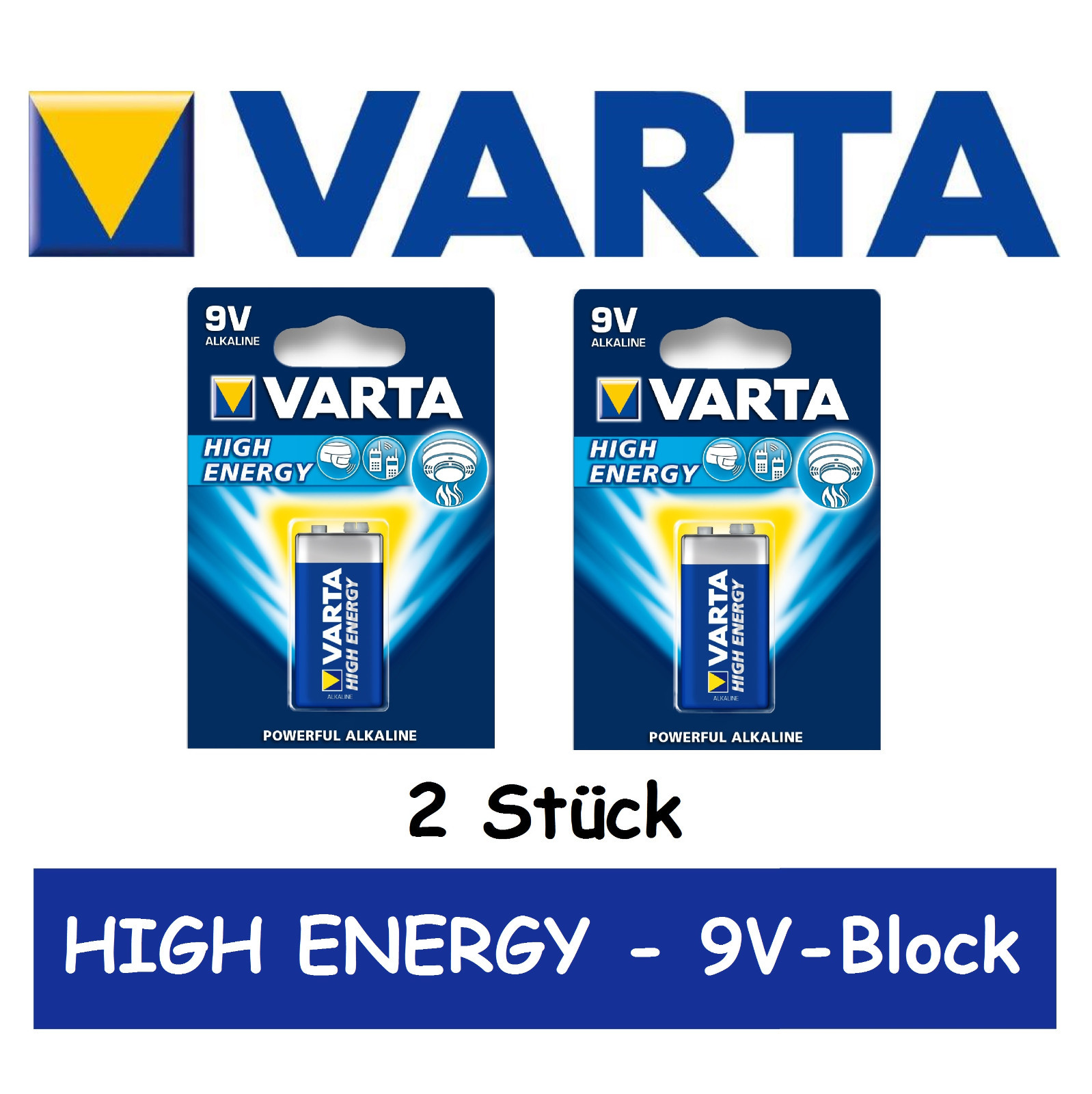 Varta High Energy Batterie E Block 9V Block 1Er 9V-Block Rauchmelder Usw