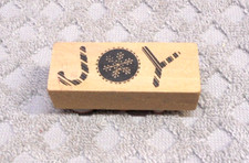 JOY Christmas Snowflake Rubber Stamp 2.5" x 1" Crafts