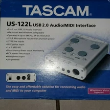 TASCAM US-122L USB AUDIO/MIDI INTERFACE WITH MANUALS AND SOFTWARE