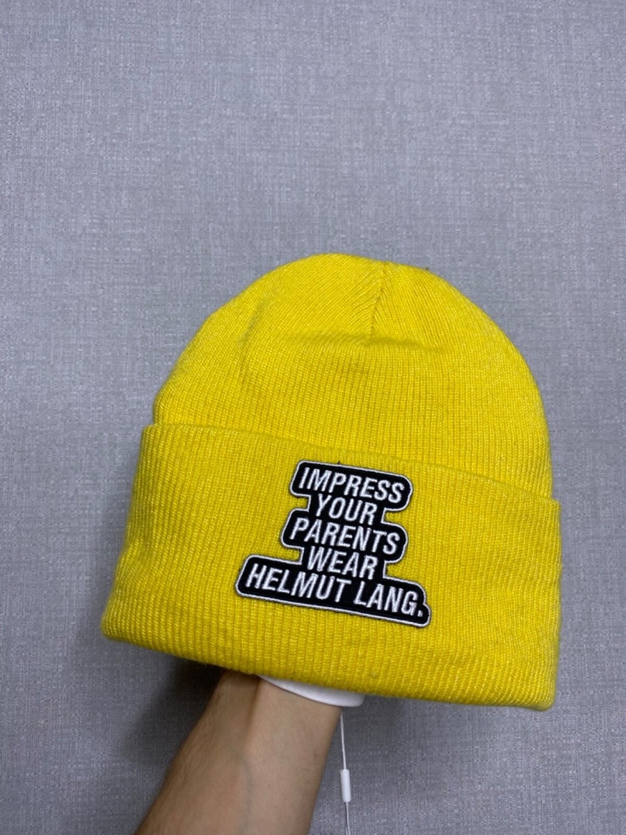 NWT Helmut Lang Beanie Hat Men Yellow Wool Cashmere Blend | eBay