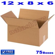 75 - 12x8x6 Cardboard Boxes Mailing Packing Shipping Moving Corrugated Carton