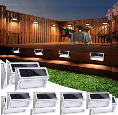 JSOT Solar Fence Lights Outside, Outdoor 6-Pack, 9LED-Cool Light