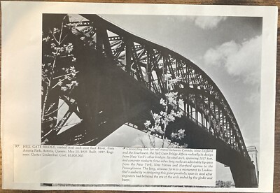 Book Clipping Photo Hell Gate Bridge Astoria Queens 1937