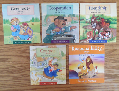 Lot of 5 Children's ''Virtue'' Books:  Generosity*Cooperation*Courage*Friendship