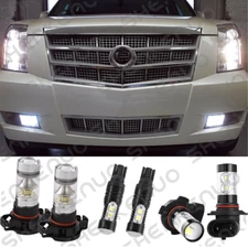 6x White LED DRL Driving Fog Light Bulbs Combo For 2007-2014 Cadillac Escalade