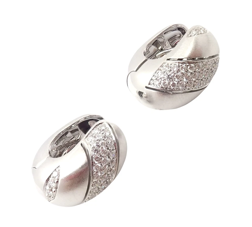 ¡Auténtico! Pendientes Huggie Grandes Damiani Oro Blanco 18k Diamantes Cepillados 2ct Foto 4 de 4