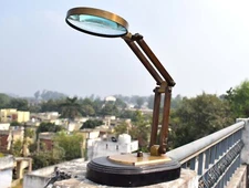 Stunning Brass Nautical Tabletop Magnifying Glass Antique Decorative Adjustable