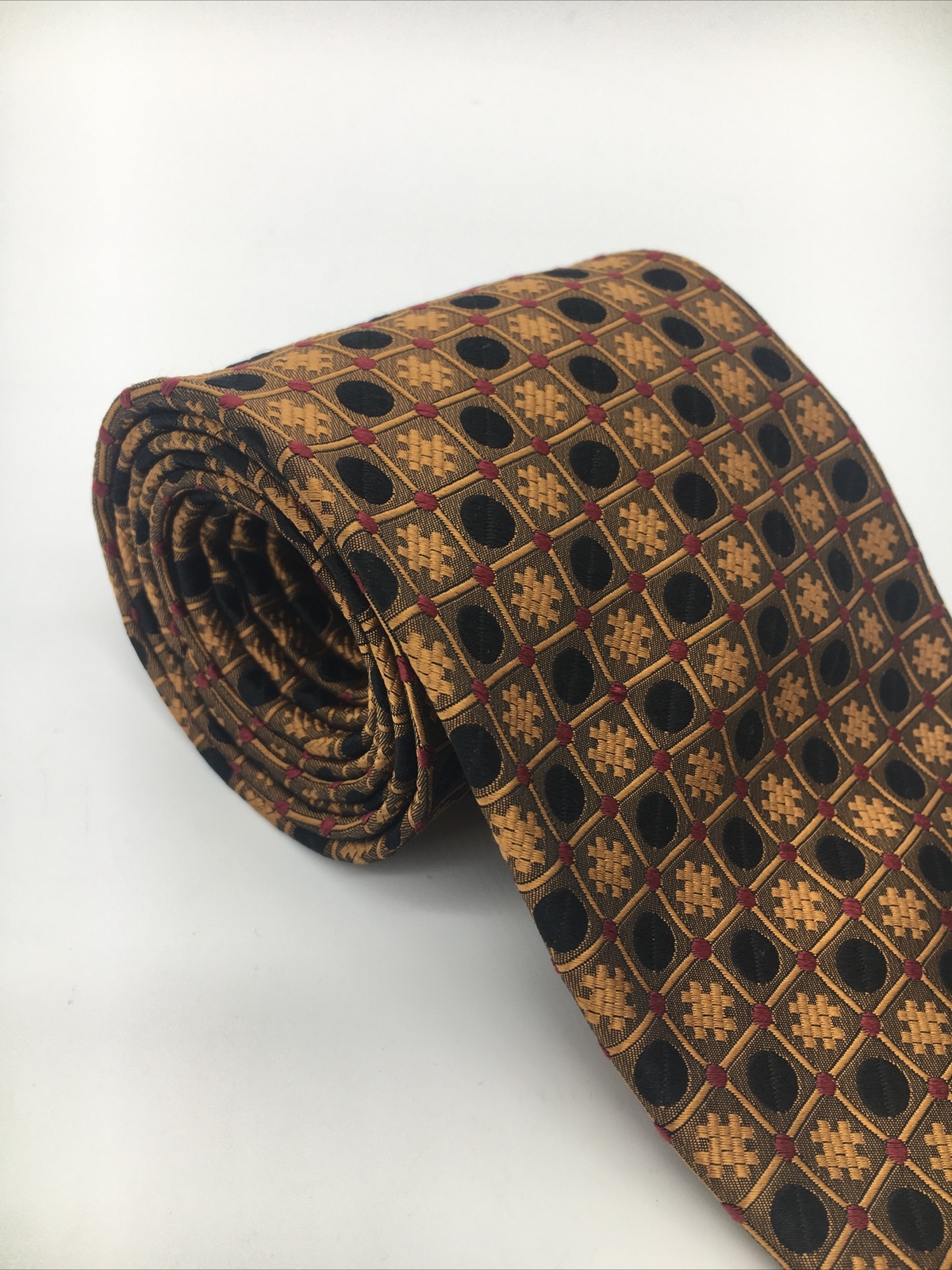 Robert Talbott Silk Tie Geometric Black Copper Ma… - image 2