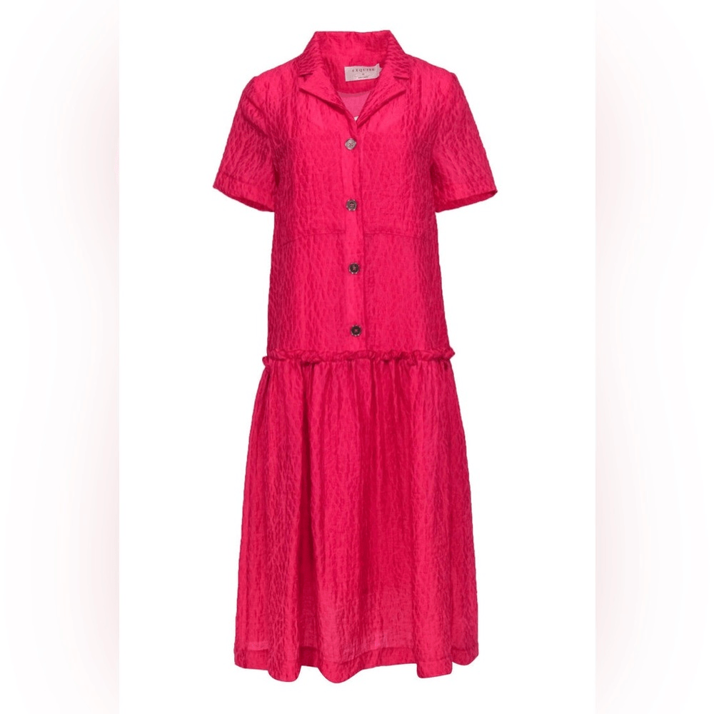 green emerald velvet dress Elevated Button-Down Drop Waist Mini Dress main image 0
