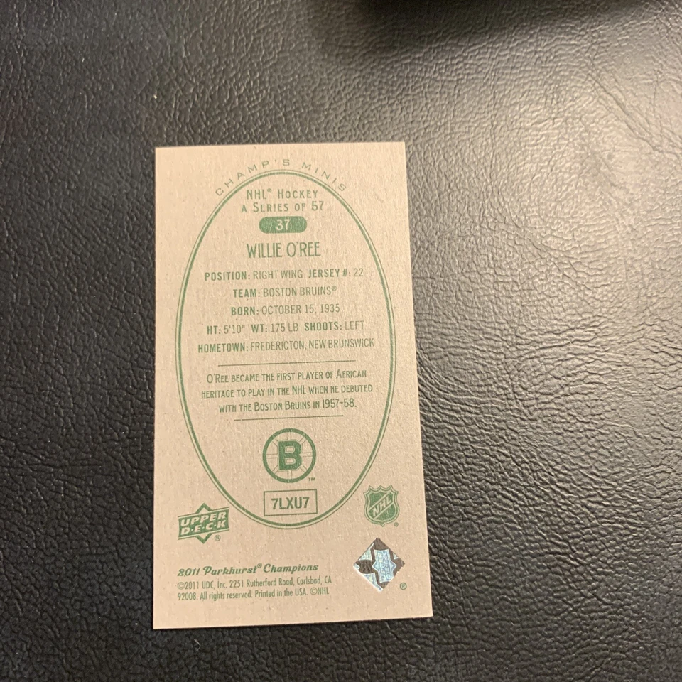 Bvv 2011/12 upper deck Parkhurst champions mini green back #37 Willie O’Ree - Image 2 of 2