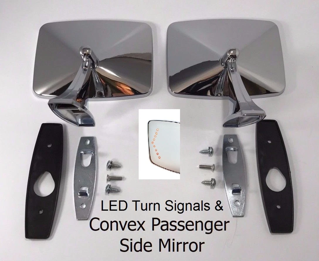 Pair 1973-1987 Chevrolet Truck Side Rear View Mirrors w/ LED Turn Signals