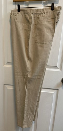 Ruby Rd Size 18 Khaki Pants 5-pocket Style Side Elastic Waist Belt Loops Preowne - Picture 3 of 8