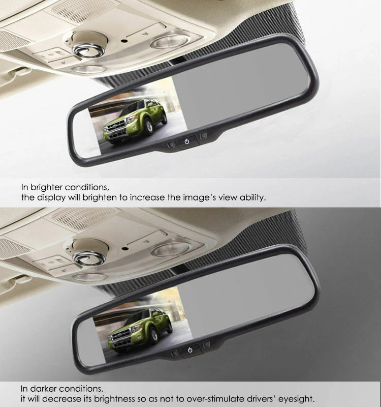 4.3" Car Rear View Mirror Monitor No1 Bracket+IR CCD Reversing Camera For Toyota - Image 3 of 4