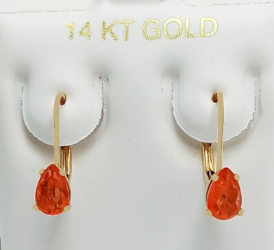ECHTE 1,44 kt PADPARADSCHA SAPHIR BAUMELNDE OHRRINGE 14 K GOLD - KOSTENLOSE BEWERTUNG