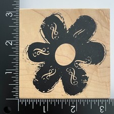Limited Edition Distressed Flourish Swirl Flower Bloom Blossom Rubber Stamp