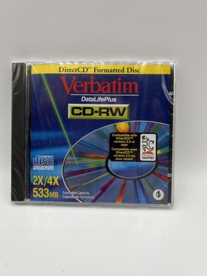 1 Pack Verbatim DataLifePlus CD-RW Recordable Disk 2x-4x Speed 533MB