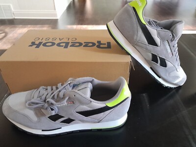 NIB Size 14 - Reebok Classic Leather MU Grey/White/Lime