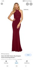 Sherri Hill Fitted Jersey Lace Bodice Dress Size 6, wine color