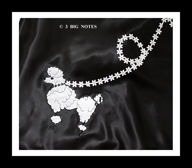 Falda caniche satinado negra años 50 _ talla adulto MEDIANA _ cintura 30"- 36" _ longitud 25" Foto 2 de 2