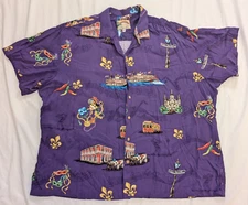 Vintage Purple Paradise Found New Orleans Mardi Gras Hawaiian Shirt Men’s 3XL