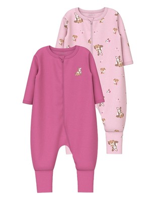 Name it Baby Mädchen Schlafanzug 2er Pack Gr.50-104 NBFNIGHTSUIT 2P ZIP FF ROSE