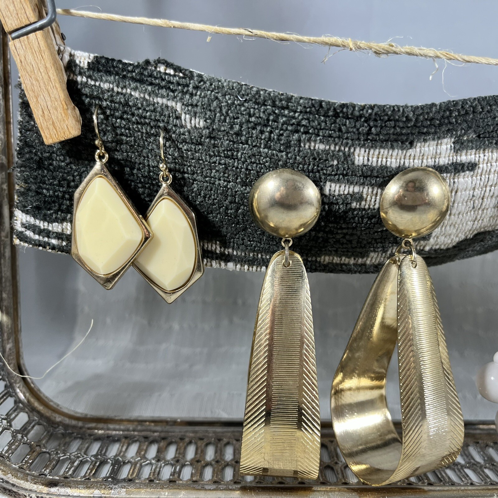 Neutral Toned Dramatic Statement Earrings-Vintage… - image 7