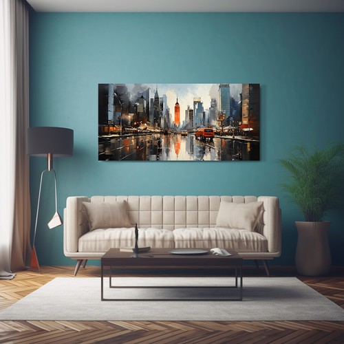 Calles de la ciudad de Nueva York horizonte monumentos modernos estampado en lona imagen arte de pared - Imagen 5 de 9