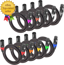6Ft XLR Cables Braided 10 Packs Premium XLR Microphone Cable Male to Female Patc