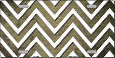 Gold White Chevron Rubbed Metal Novelty License Plate Tag Lp7065