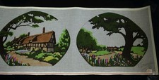 Vintage Hand-Painted Needlepoint Canvas by Monarch NEW Tree Tudor House  Garden