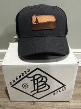 Branded Bills Pennsylvania Adjustable Snapback Trucker Black Hat Leather Patch