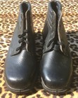 FRENCH 1950s MEN WORK FACTORY BOOTS~BLACK LEATHER~STEEL TOE~MADE IN FRANCE~NEW~7