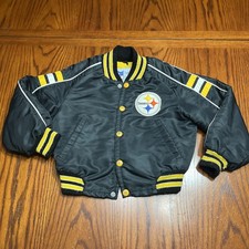 VTG 80s NFL Stahl-Urban Pittsburgh Steelers Satin Bomber Jacket Boys size 6