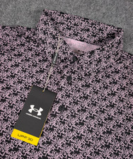 Under Armour Golf The Playoff Polo Shirt Mens Medium Floral w/Logo NWT